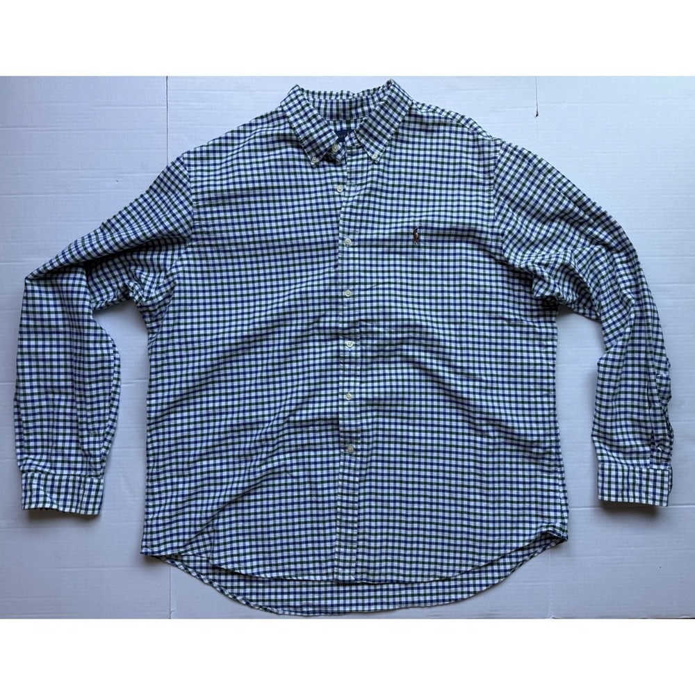 Polo Ralph Lauren Oxford Gingham Shirt Button Up Long Sleeve Men's XXL
